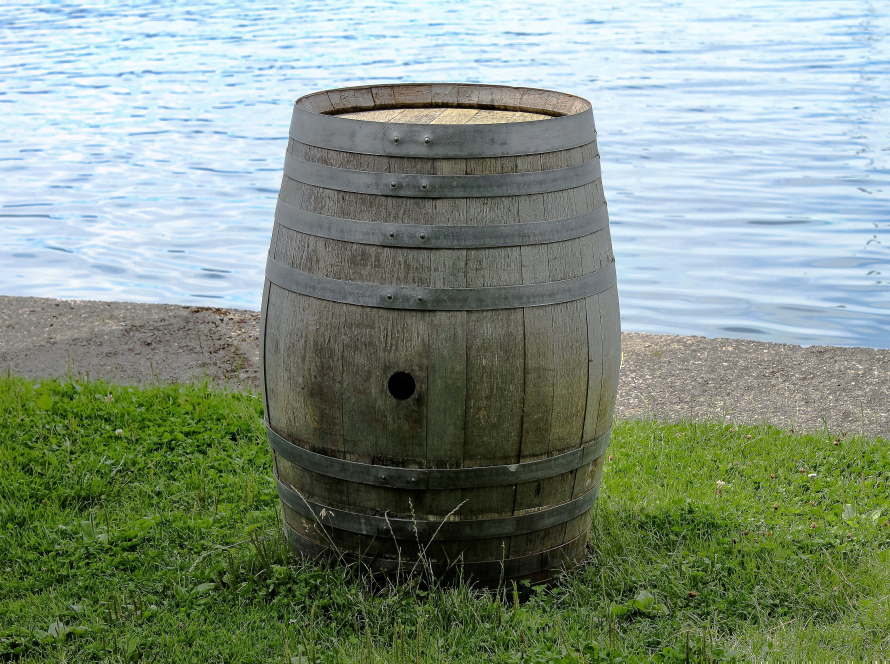 Barrel by the lake