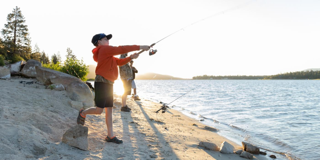 Kid casting a line