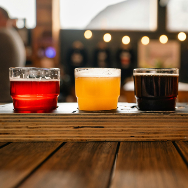 Variety of beers in a row